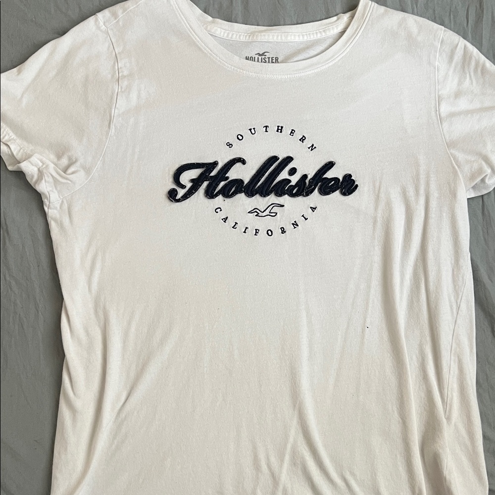 Hollister White Tee with Navy Logo